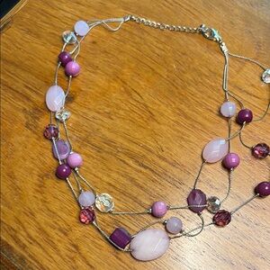 Lia Sophia Multi-Strand Pink and Purple Necklace